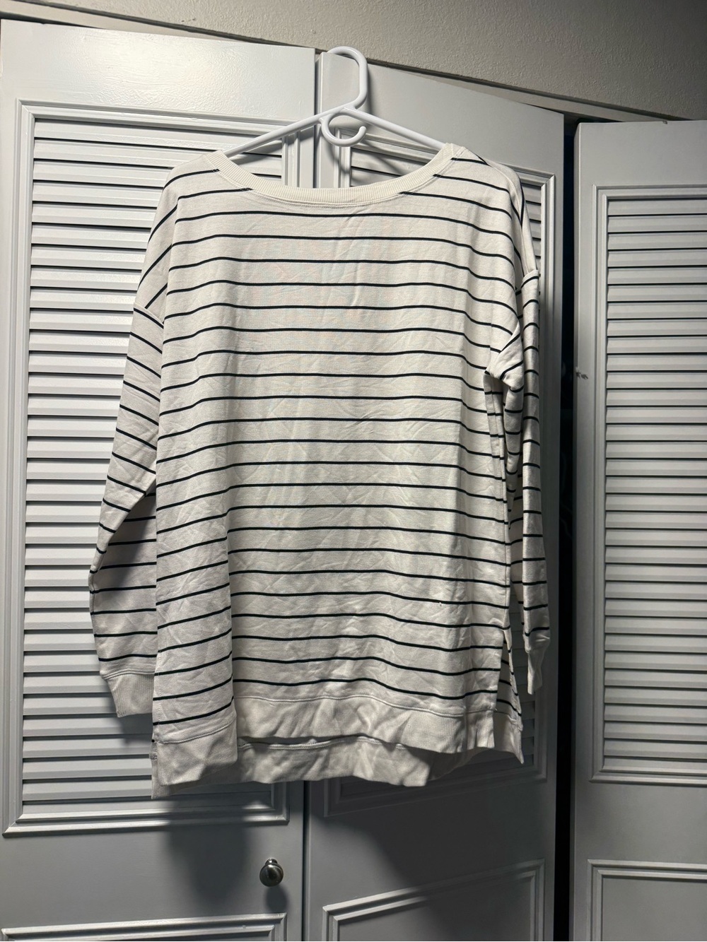Marled Cream and Black Striped Knit Top